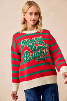 BiBi Christmas Theme Stripe Knit Top