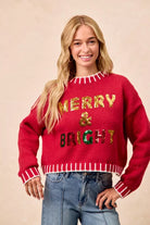 BiB Redi Christmas Theme Sequin Lattering Sweater