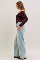 Judy Medium Washed Blue High Waist Column Straight Jeans