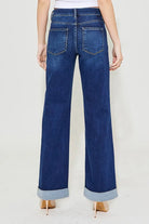 RISEN Tummy Control High Rise Wide Leg Cuffed Jeans Plus Size