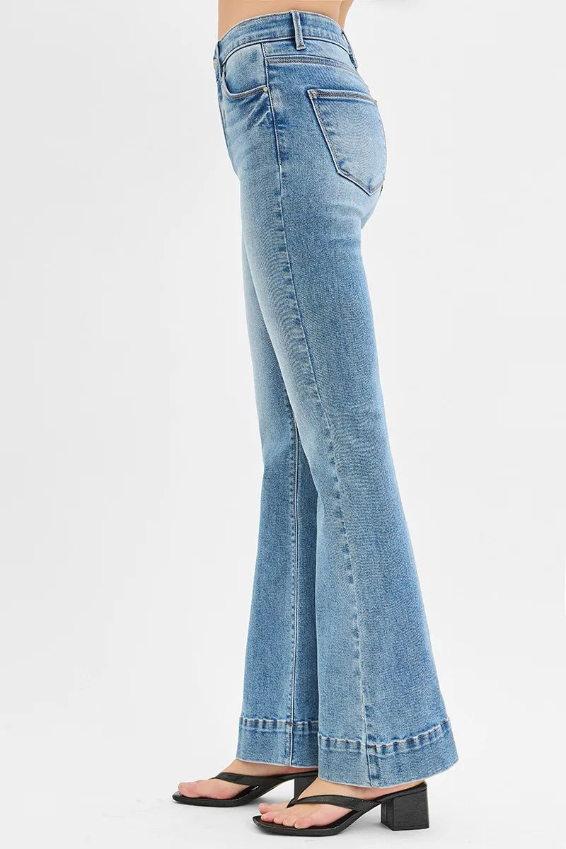 RISEN Tummy Control Elastic Band High Rise Flare Jeans