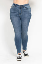 Judy Blue Plus Size High Waist Skinny with Destroy & Shark Bit Hem Medium