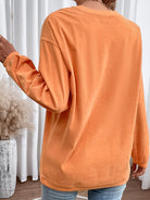 Preorder: Tangerine Halloween Sequined Pumpkin Ribbed Round Neck Sweatshirt
