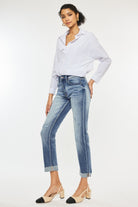 Kancan High Rise Cuffed Straight Jeans