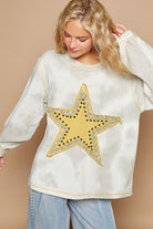 POL Grey Multi Washed Star Patch With Studded Top Trendsi