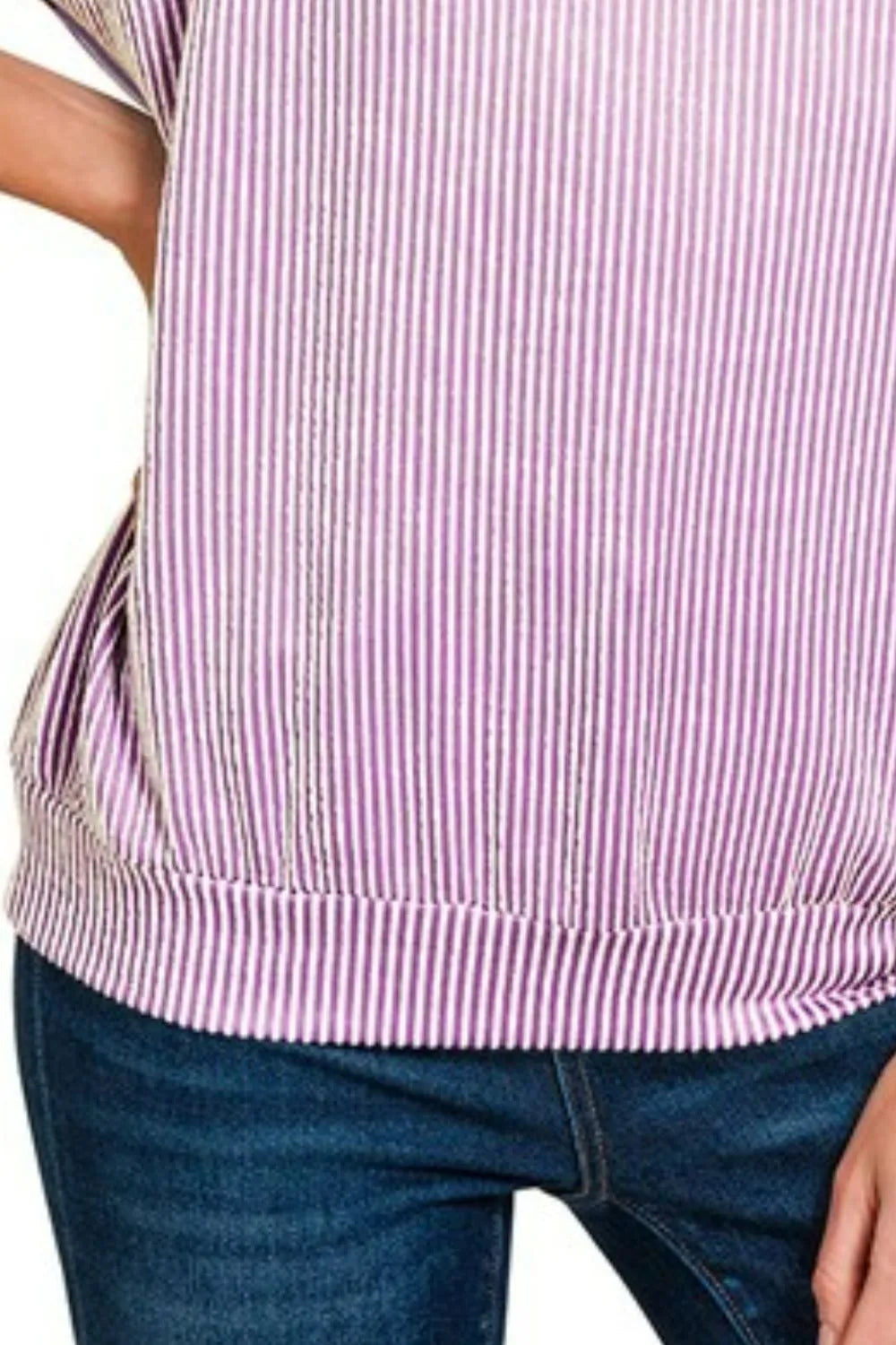 Zenana Lavender Corded Rib Short Sleeve T-Shirt