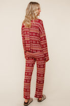 Haptics Red Oversized Snowflake Print Lounge Set
