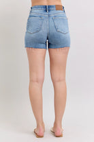 Judy Blue High Waist Denim Shorts W/stitch Over Destroyed Detail