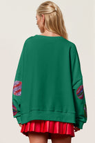 Preorder Double Take Christmas Element Sequin Round Neck Long Sleeve Sweatshirt Trendsi