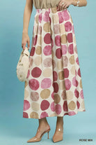 Umgee Dot Print Wide Leg Pants ROSE MIX