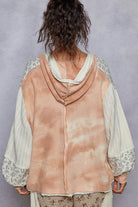 POL Pink Raw Hem Washed Hoodie with Flower Patch