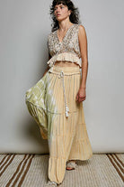 POL Shimmer Tiered Reverse Ruffle Smocked Waist Maxi Skirt