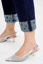 RISEN Mid Rise Fit Crop Wide With Heart Printed Cuff Jeans
