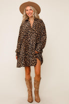 Haptics Babydoll Leopard Print Woven Dress