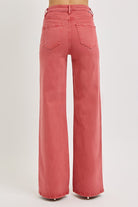 RISEN High Rise Tummy Control Wide Leg Jeans in Brick Trendsi