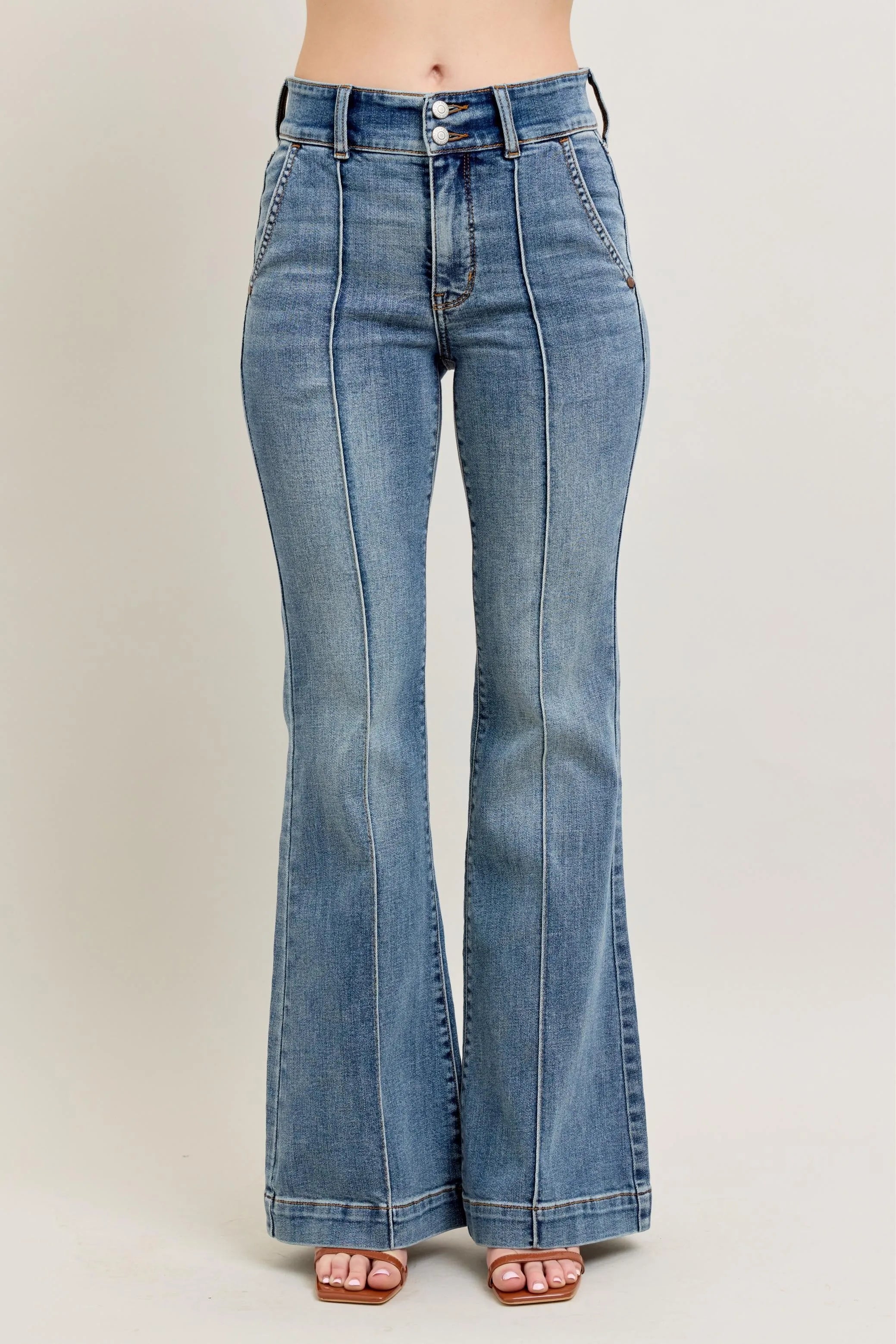 Judy Blue High-Waist Flare Denim Jeans with Front Seam Detail