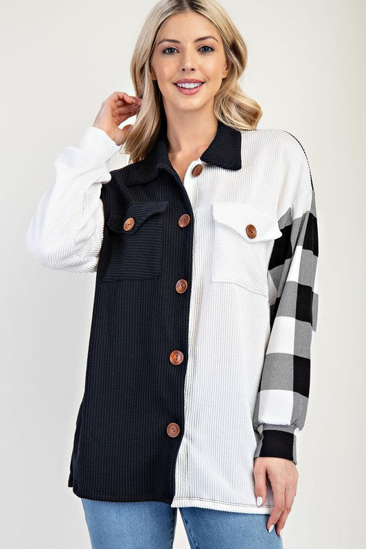 Celeste Plaid Contrast Button Up Shacket