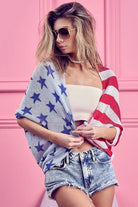 BiBi American Flag Theme Cocoon Knit Cardigan NAVY RED