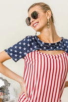 BiBi American Flag Theme Front Cut Out Top