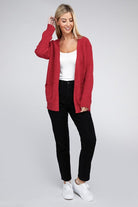 Zenana Melange Open Front Sweater Cardigan ZENANA