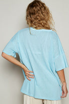 POL Pastel Blue V-Neck Half Sleeve T-Shirt