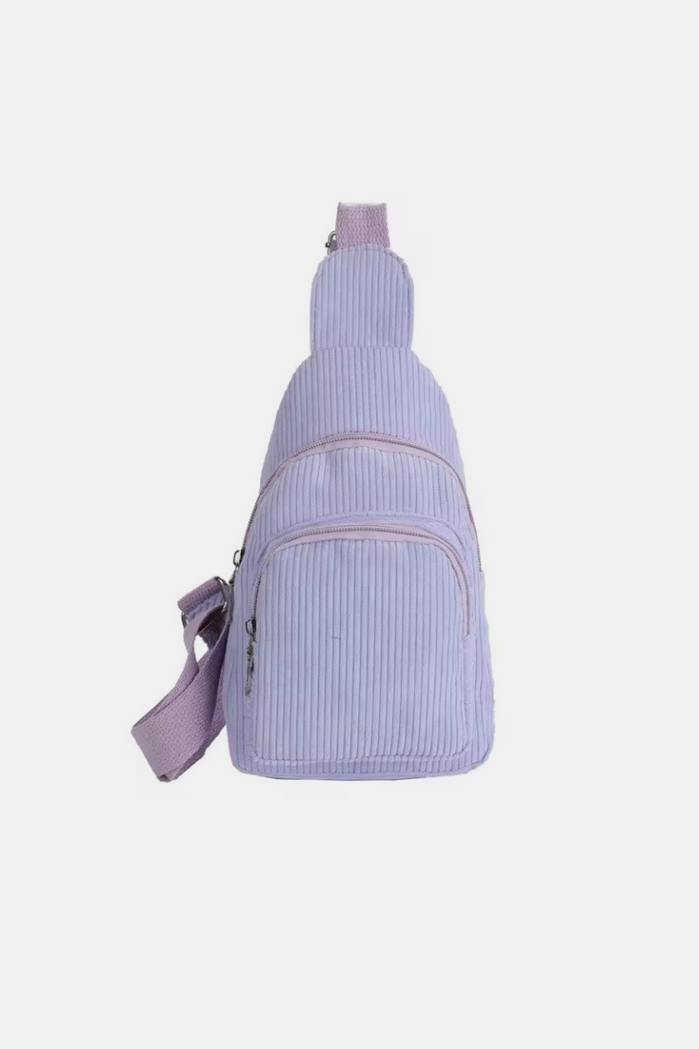 Zenana Corduroy Vintage Double Pocket Sling Bag Lilac One Size Trendsi