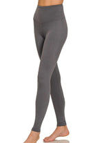 Zenana Ash Gray Premium Microfiber Wide Waistband Leggings