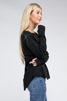 Zenana Cotton Raglan Sleeve Thumbhole Top ZENANA