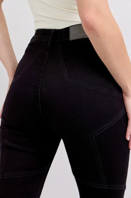 Judy Blue Black High Waist Star Seam Detail Flare
