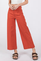 SAGE + FIG Cinnamon Wide Leg Cropped Pants Cinnamon Trendsi