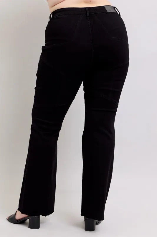Judy Blue Black High Waist Star Seam Detail Flare