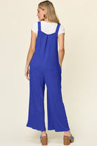 Preorder: Double Take Textured Sleeveless Wide Leg Overalls Trendsi