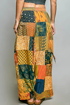 POL Honey Multi Printed Patchwork Wide Leg Pants with Adjustable Side Drawstring