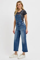 RISEN Knotted Strap Denim Overalls with Pockets Plus Size
