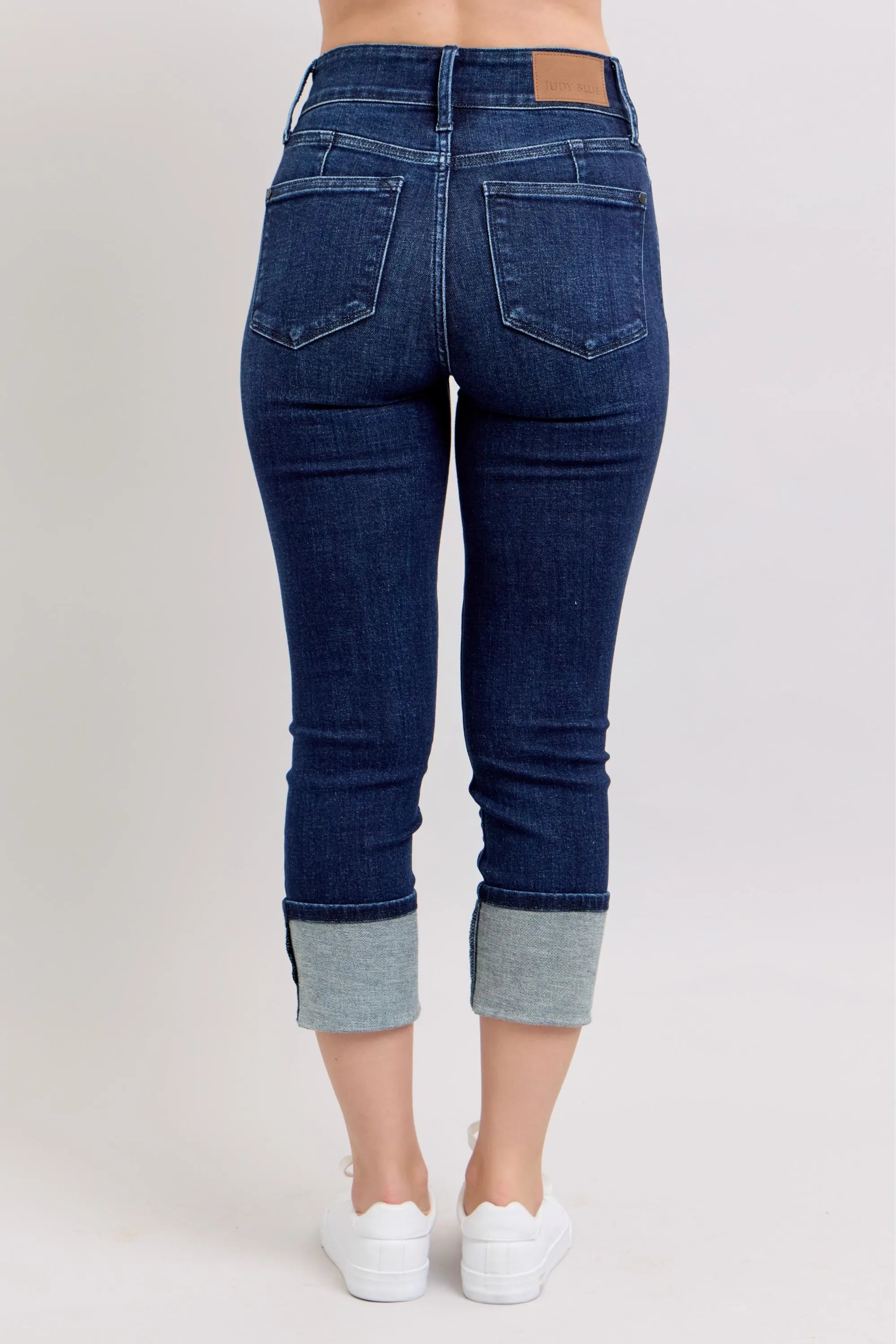 Judy Blue High-Waist Double Waist Band Cuffed Skinny Jeans