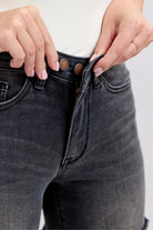 Judy Blue Long Cut Off 2 Button Dad Denim Shorts