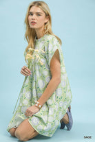 Umgee Sage Floral Print Tiered Babydoll Dress