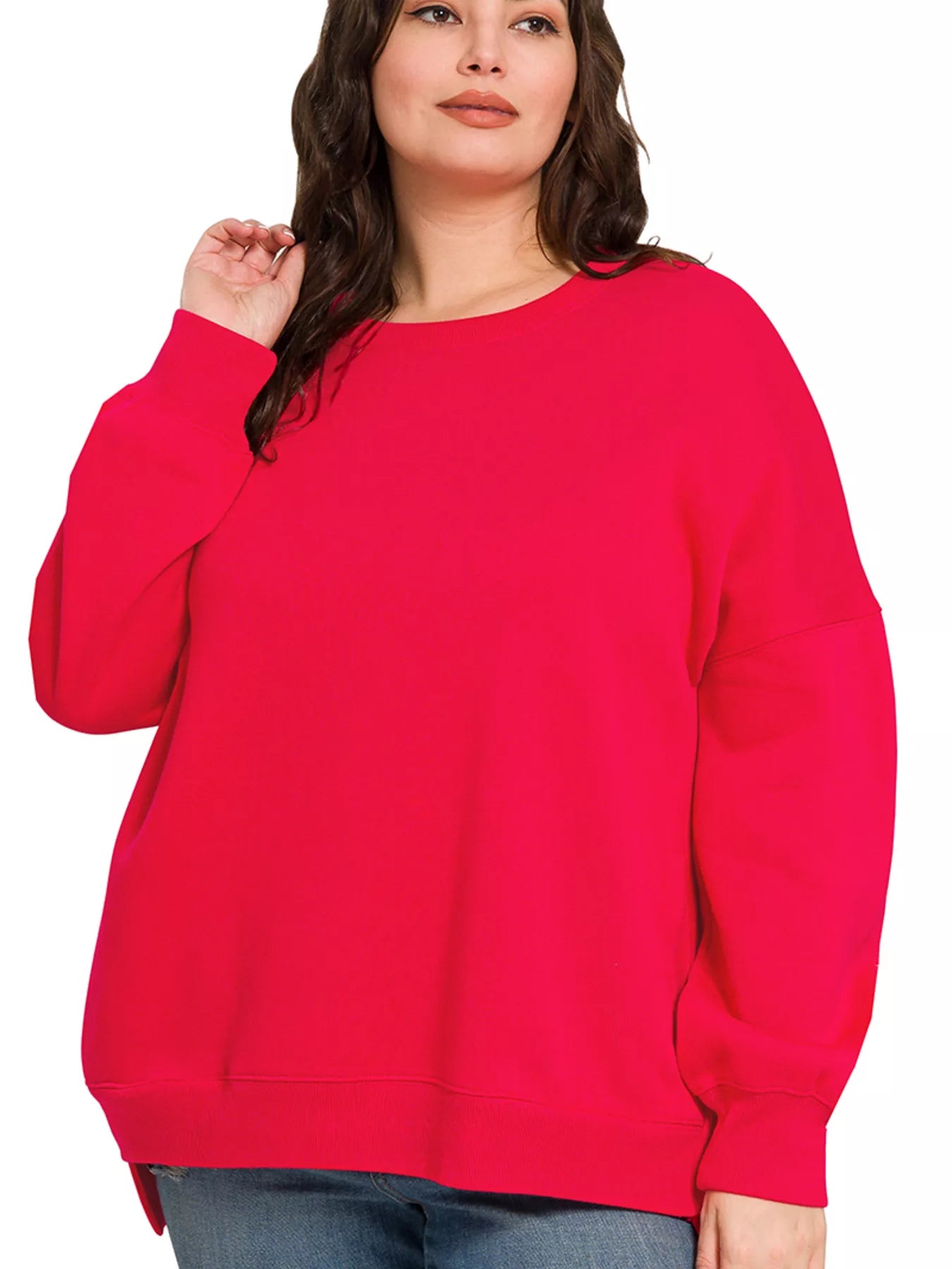 Zenana Ruby Fleece Hi-low Boyfriend Sweatshirts with Pockets