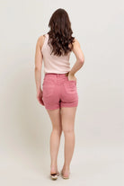 Judy Blue Rose with Pink Back Pocket Embroidery Shorts