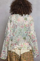 POL Ivory Floral Open Front Floral Cardigan with Center Open Fringe