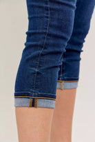 Judy Blue Dark Washed High Waist Capri Jeans with Single Cuff
