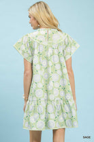 Umgee Sage Floral Print Tiered Babydoll Dress