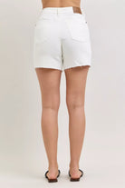 Judy Blue White High Waist Rigid Magic Dad Short with Cell Phone Back Pocket