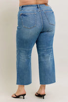 Judy Blue Plus Size High Waist Rigid Magic Destroy Hem Crop Wide