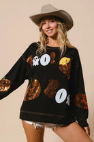 BiBi Black Halloween Theme Sequin Embroideries Sweatshirt