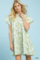 Umgee Sage Floral Print Tiered Babydoll Dress SAGE
