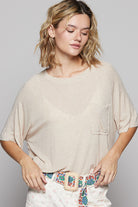 POL latte Round Neck Half Sleeve T-Shirt