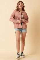 Mittoshop Fringe Detail Cotton Twill Jacket in Dusty Blush Trendsi