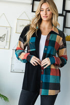 Heimish Black & Teal Multi Color Plaid Leight Weight Shacket Ruby Idol Apparel