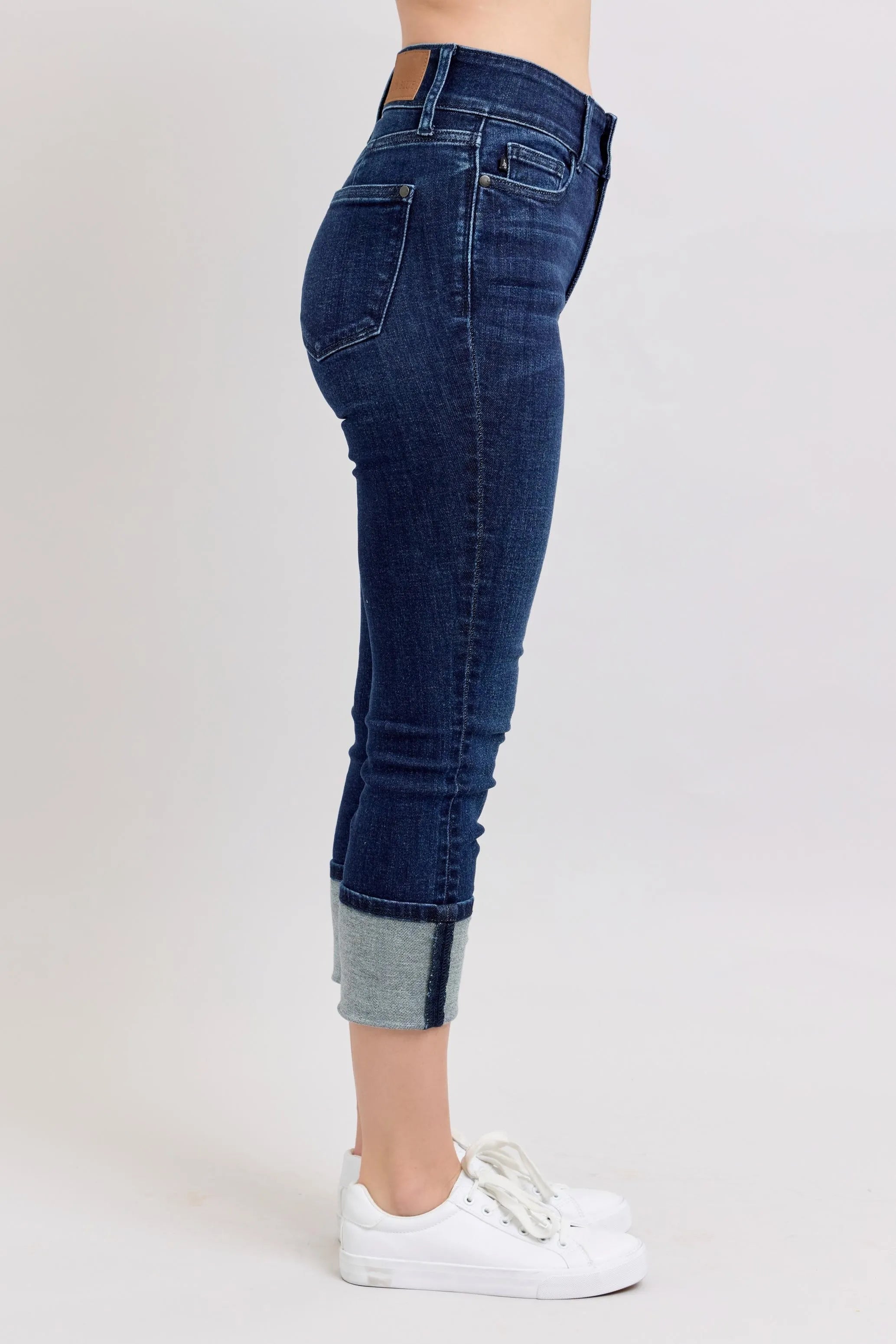 Judy Blue High-Waist Double Waist Band Cuffed Skinny Jeans